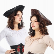 Halloween party costume props, captain's hat/triangle hat, available in two colors.
