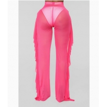 Hot-selling sexy see-through vacation ruffled trousers, 9 colors available.