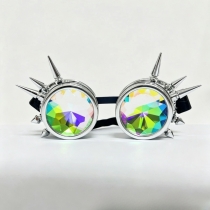 Cosplay studded steampunk protective glasses; party-themed custom crystal kaleidoscope goggles