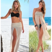 Sexy cover up beach dress hollow out lacechiffon long dress for ladies