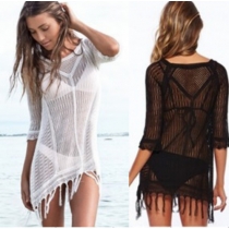 Hot design underwear cover up black&white beach dress for ladies