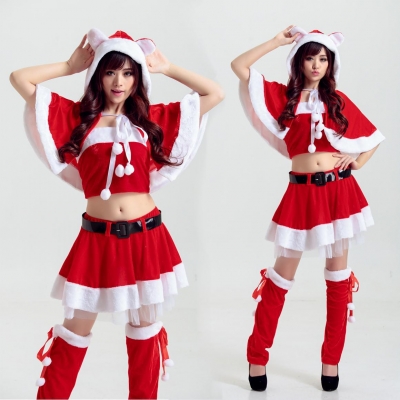 Christmas clothing red cat split Christmas dress value 6 sets of role