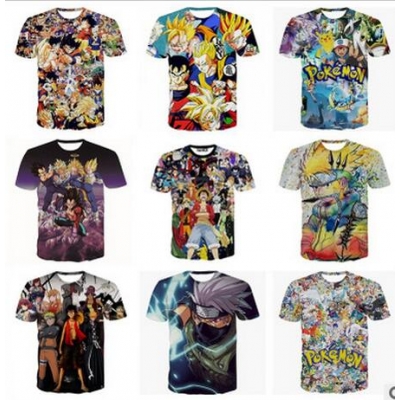 Cartoon logo T-shirt One Piece Naruto Pokemon 3D printed short-sleeved short-sleeve wholesale POREMON