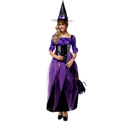 Adult Halloween party bar Christmas show purple witch costume woman