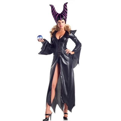 2016 New Halloween Roleplay Sleeping Curse Dark Witch + Headdress