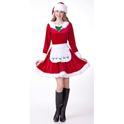 Long Sleeve Christmas Costume Christmas Maid Restaurant Waiter Clothing