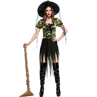 2017 new green witch witch game suit irregular witch dress