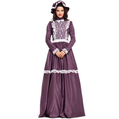 2018 new purple retro court costume European court costume masquerade party long skirt dress