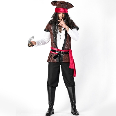 Halloween men's cosplay 2018 Jack Captain pirate suit Europe and America game uniforms stage costume