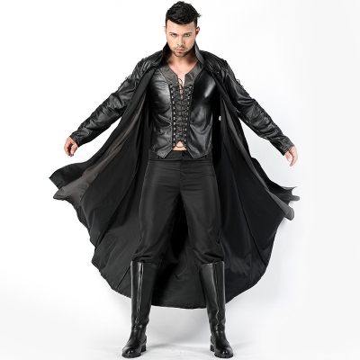 2018 new Halloween men's vampire cospaly leather cloak night DS clothing party opening stage costumes