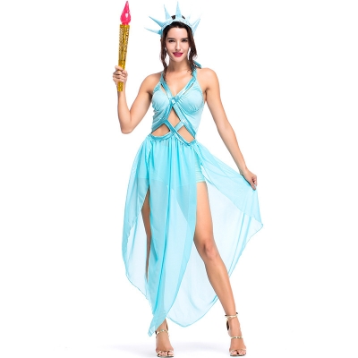 2018 new party party costume lake blue hollow free goddess cosplay stage performance costume