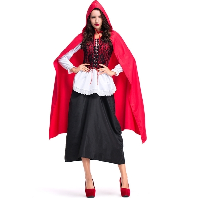 2018 New Products Halloween Carnival Christmas Performance Costume Lace Long Cape Red Riding Hood Stage Performance