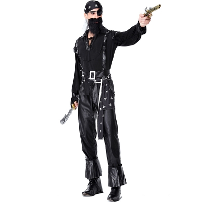 2019 new Halloween carnival Bearded one-eyed pirate Party performance show suit Voyager costumes