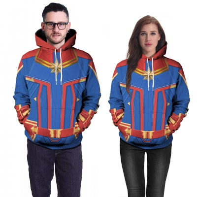 2019 explosion models Europe and the United States 3D printing cosplay Marvel surprise captain hooded fashion sweater