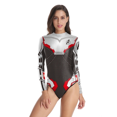 2019 Avengers 4 Quantum Warrior 3D Digital Print Marvel Heroes with Long Sleeve Swimsuit Women