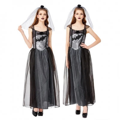 2019 New Halloween Party Cosplay Black Hell Ghost Bridal Costume Party Stage Costume