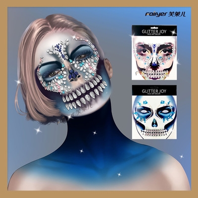 New Halloween Face Sticker Terrorist Acrylic Diamond Tattoo Sticker Eco Friendly tattoo Face Funny Face Makeup