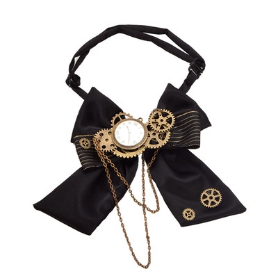 Steampunk accessories lolita retro bow tie clock lock chain gear bow