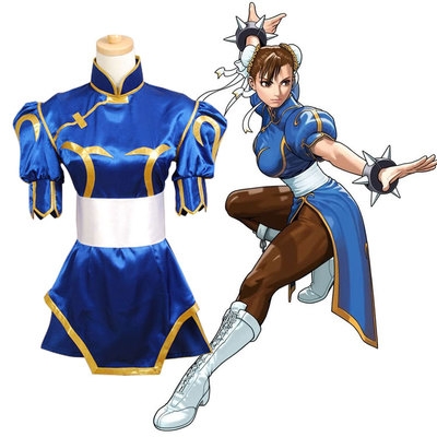 Street Fighter Chun Li COS children's dress cheongsam dress parent-child wear adult children company annual meeting school performance clothing cos