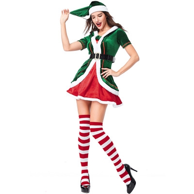 2019 Christmas New Green Christmas Elf Set Party Party Role Playing Europe and America