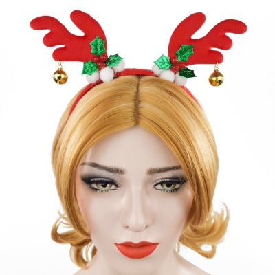 Christmas headband ornament plush red headband hair bells deer hair accessories gift supplies