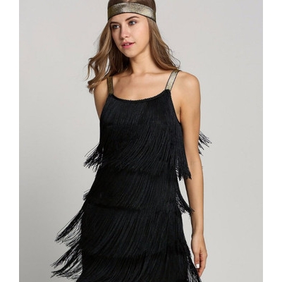 2019chic style stitching fringed sleeveless A-line skirt dress female 3 colors 5 sizes