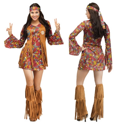 European and American ladies Halloween costumes cosplay sexy 70s retro hippie disco stage costumes