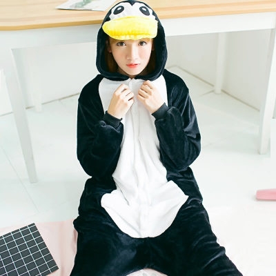 Cartoon Siamese pajamas penguin animal winter flannel cute black autumn couple costumes cosplay