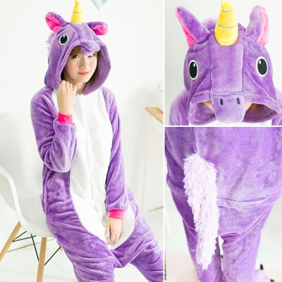 Flannel Star Rainbow Pegasus Siamese Pajamas Animal Blue Pink Unicorn Purple Wholesale Coral Velvet