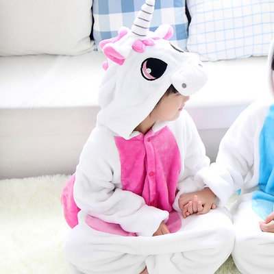 Flannel unicorn animal piece pajamas children's home service parent-child male and female coral velvet