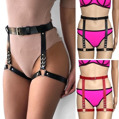 European and American Harajuku style PU belt leg loop integrated hip-hop street shooting nightclub leg loop belly band strap