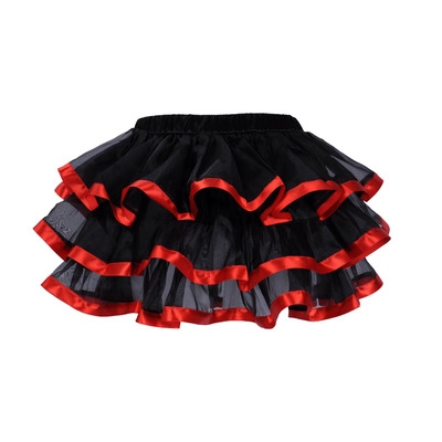 Europe and America all-match black mesh puffy miniskirt