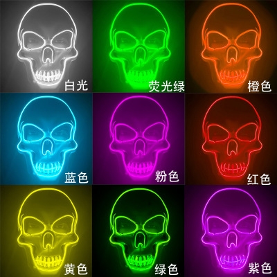 Hot sale explosion white skull head glow cold light Halloween mask led ghost head horror atmosphere