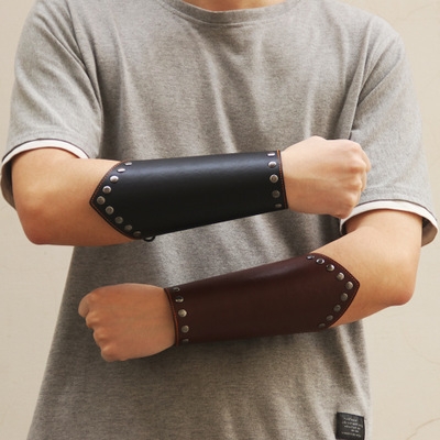 Chino's new punk bracelet men's wax rope braided wrist simple wide leather bracelet personalized riding wrist