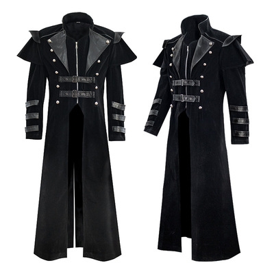 European and American Medieval Resumption Palace Banquet Dress Zipper Split Long Windbreaker COS Stage Performance Props Costume