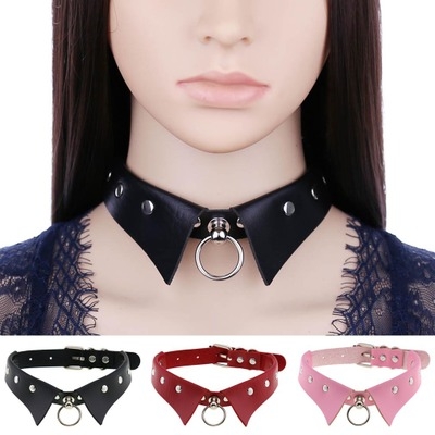 European and American new personality punk Gothic leather collar collar necklace simple fashion ring clavicle necklace