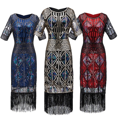 Hot sale European and American high-end sequin dress costume 1920 retro sequin dress