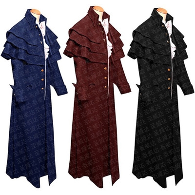 European and American large size medieval priest dress stand collar button coat clothing new stage uniforms