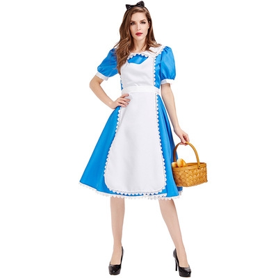 Fairy Tale Alice in Wonderland Tea Party Costume Blue Dress Stage Performance Costume