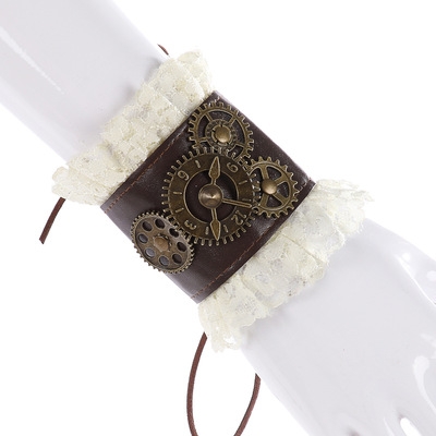 Gothpunk Clock Gears Decorated Lace Vintage Wristbands
