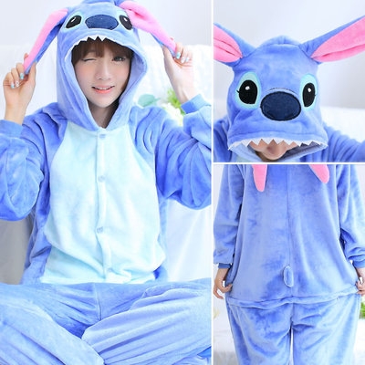 Flannel Stitch animal one-piece pajamas cartoon men's and women's winter warm coral wholesale thickened velvet couple