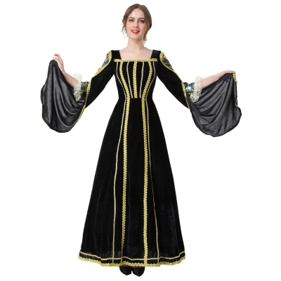 Halloween Annual Meeting Host Birthday Party Black Velvet Prestige French Court Queen Cinderella Dress