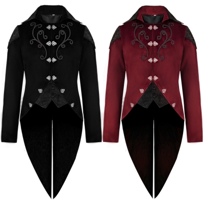 European and American new Halloween tuxedo medieval retro costume mid-length punk men's coat