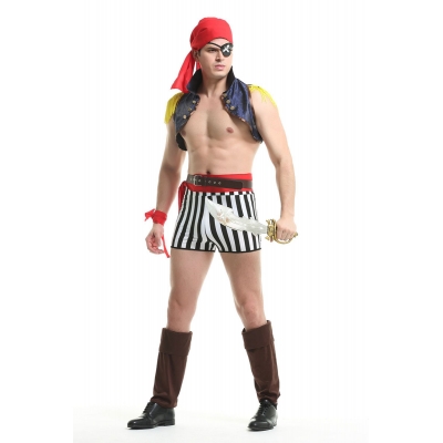 2022 New Halloween Men's Pirate Costume Masquerade Male Caribbean Crew Stage Costume