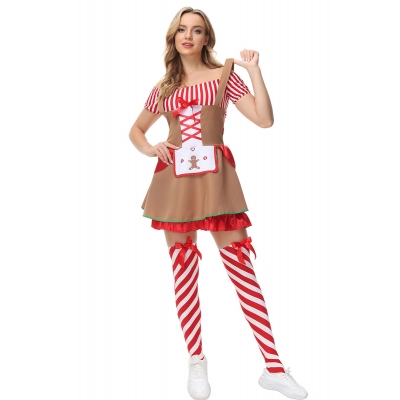 2022 new Halloween clown mud doll dress up Christmas cos stage performance beer costume gingerbread cosplay costume