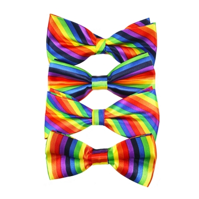 Colorful striped collar makeup dance party Halloween Christmas clothing accessories adult rainbow bow knots