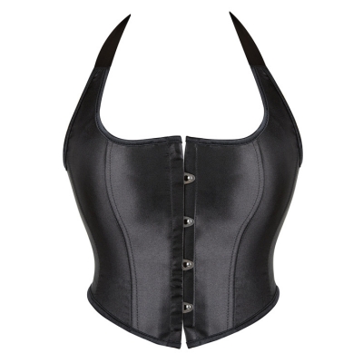 Short Corset Black Satin Tube Top Sling Straps Ladies Court Breast Shaper Sexy Corset Bone