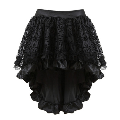 Solid Color Irregular Flocked Zip Elastic Skirt