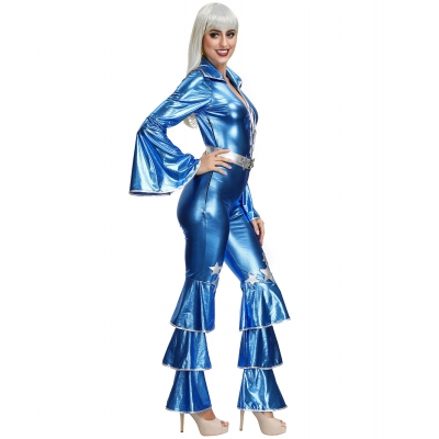 Halloween costume blue onesie retro 70's disco show nightclub singer costume
