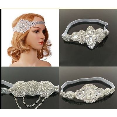 Luxury rhinestone forehead headband 1920s hair accessories prom party dinner ladies bridal headdress retro headband